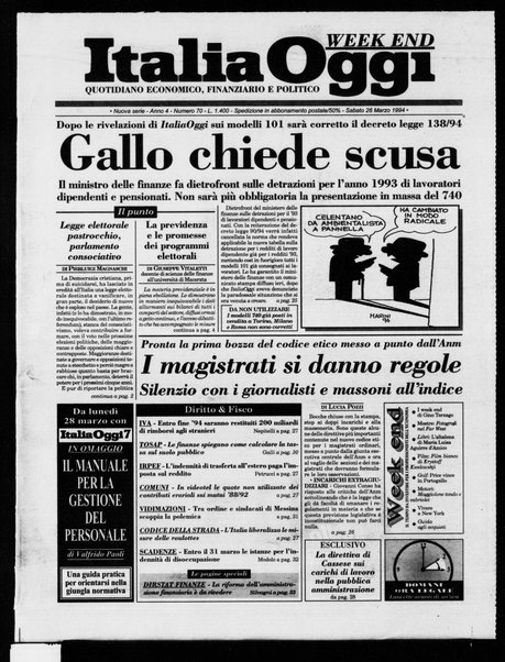 Italia oggi : quotidiano di economia finanza e politica